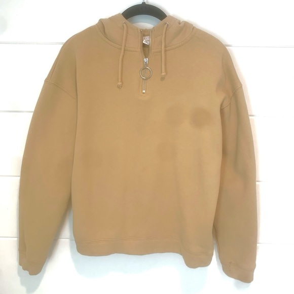 Topshop - Camel/tan hooded half zip up - Picture 1 of 2